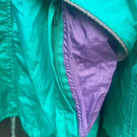 💜💚 Vintage ASICS 90s Windbreaker – Teal & Purple – Unisex M - Picture 6 of 8